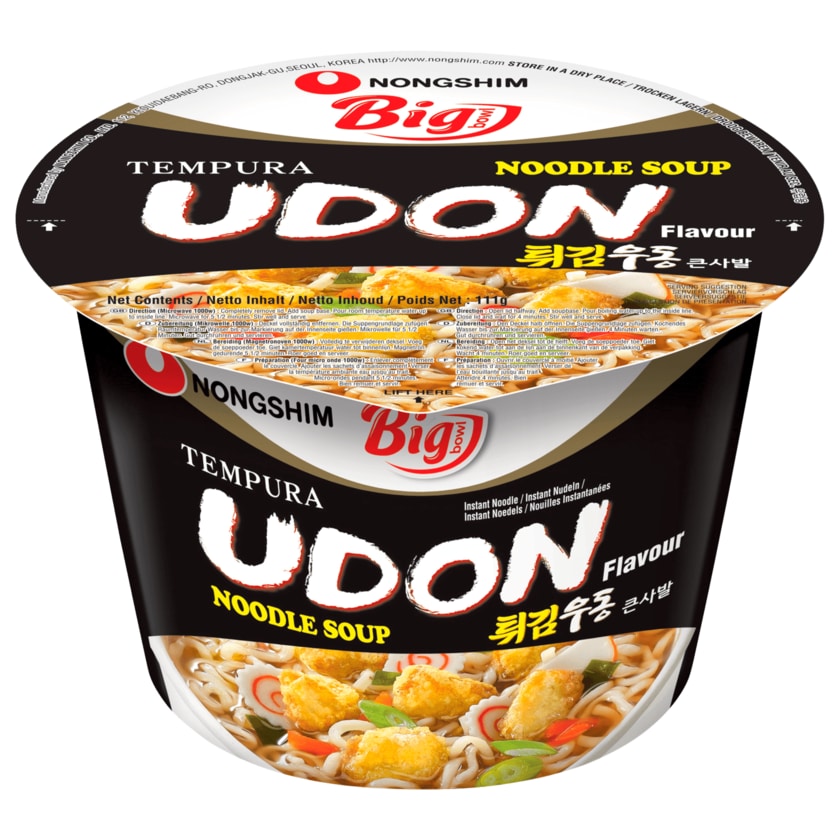 Nongshim Big Bowl Noodle Soup Tempura Udon Flavour 111g
